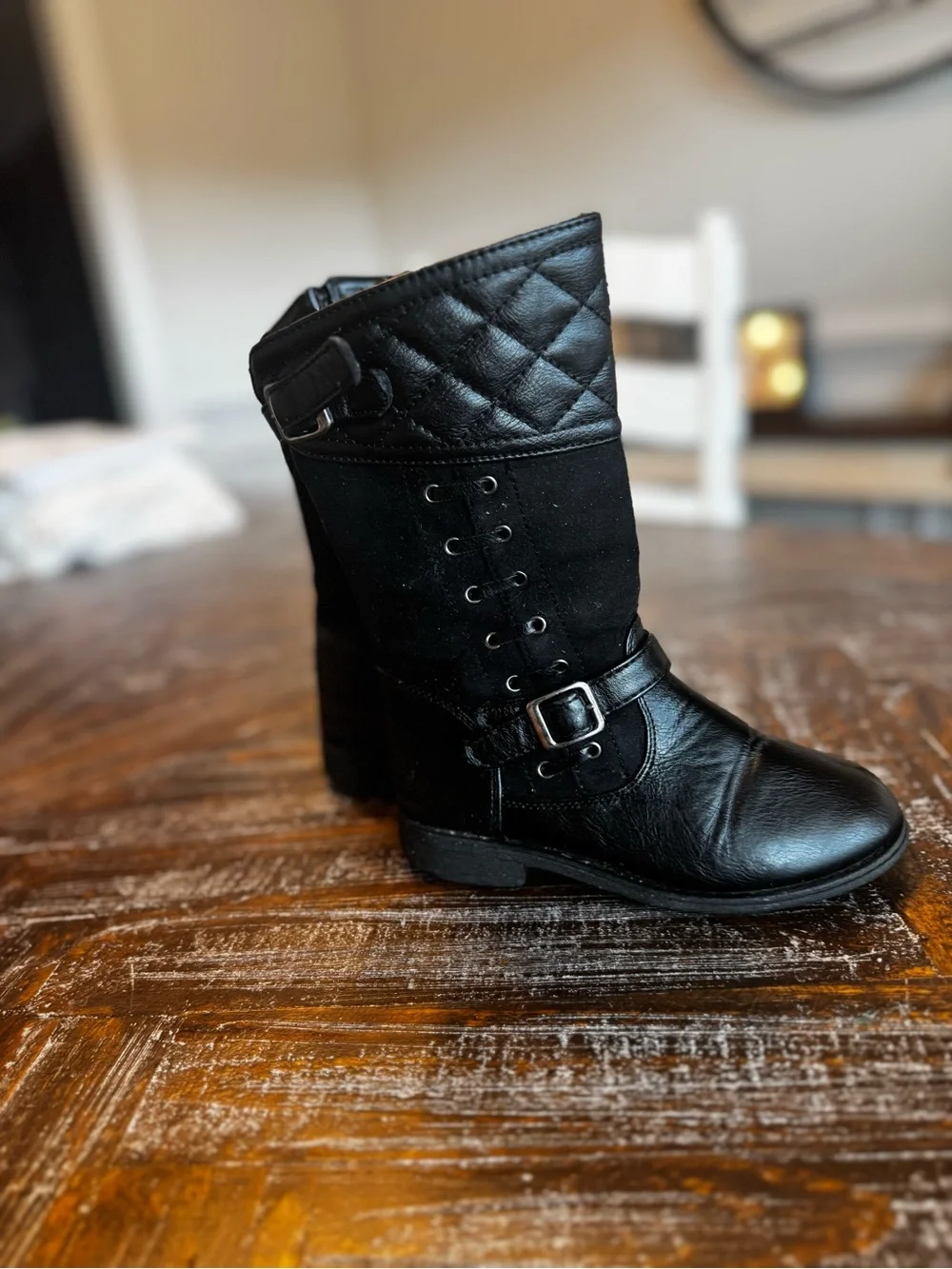 Girls' Black Moto Boots - Size 11
